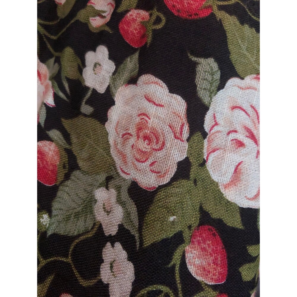 1990s ANNA SUI STRAWBERRY Roses Print Dress W/Red Tulle Underlay & Bow Back. M-L - Picture 8 of 10